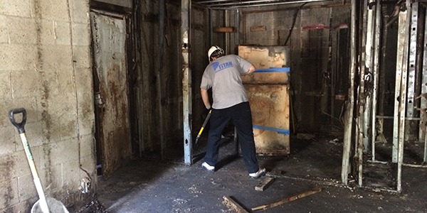 Fire restoration specialist working on residential property Florida
